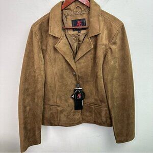 NWT AE Di Milano Faux Suede Brown Blazer Jacket XL Emporio Collection.